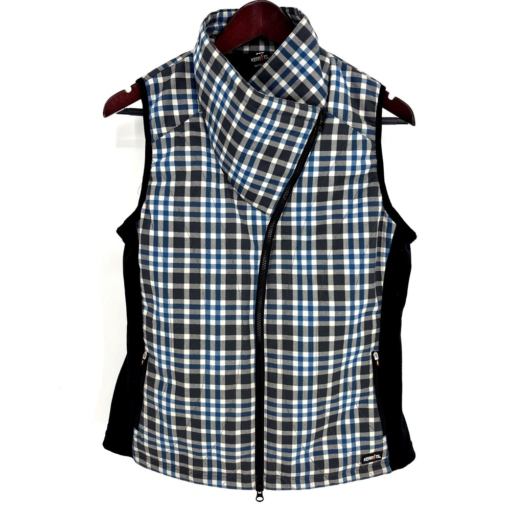 Kerrits Vest Womens M Asymmetric Full Zip Plaid Quilted Sleeveless Equestrian